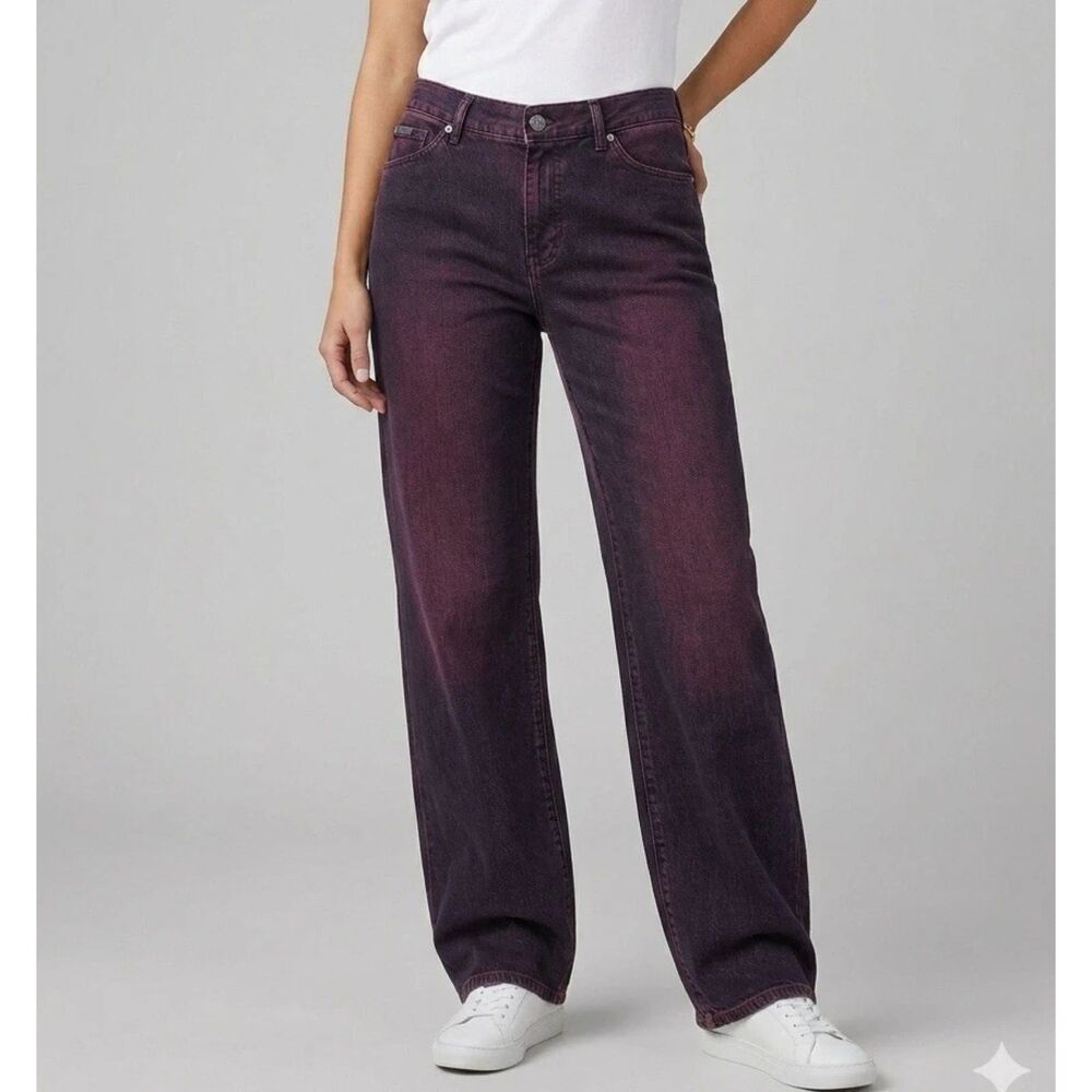 Calvin Klein Jeans Womens 12 Purple Dyed Vintage 90s Low Rise Flare Retro y2k